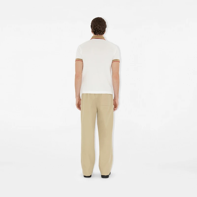 Logo Collar Cotton Polo Shirt in Chalk white - Men | Burberry® Official