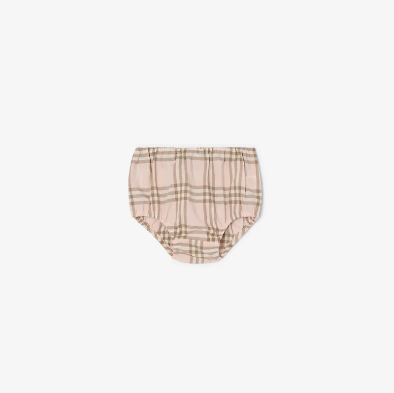 Check Cotton Dress with Bloomers in Archive pink - Children | Burberry® Official