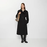 Long Gabardine Fitzrovia Trench Coat in Black - Women, Cotton Gabardine | Burberry® Official