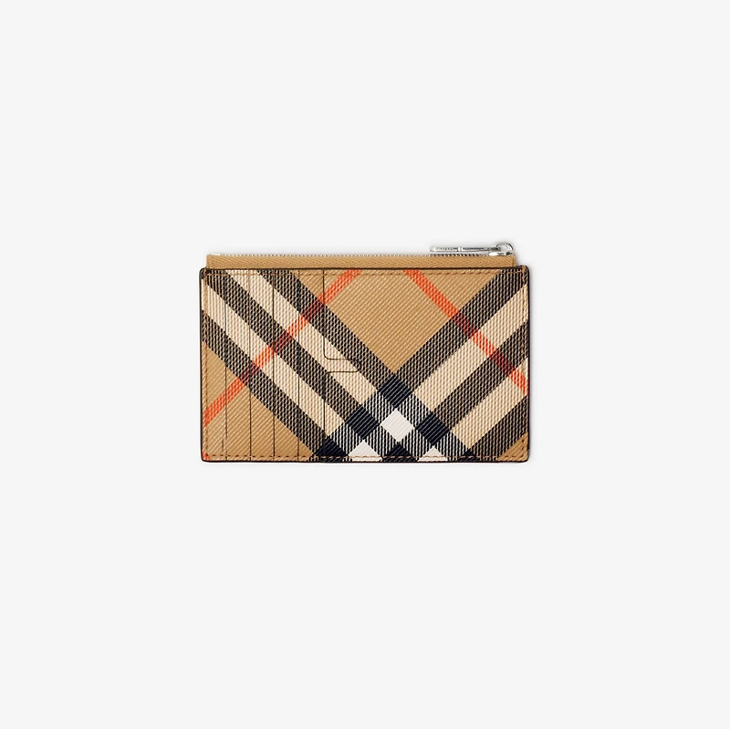 Check Zip Card Case in Sand - Men, Canvas | Burberry® Official