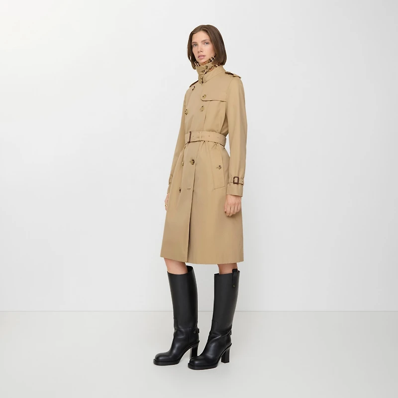 Long Kensington Heritage Trench Coat in Honey - Women, Cotton Gabardine | Burberry® Official