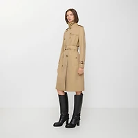 Long Kensington Heritage Trench Coat in Honey - Women, Cotton Gabardine | Burberry® Official