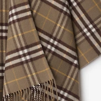 Check Wool Cashmere Cape in Vole | Burberry® Official