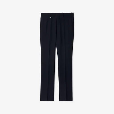 Wool Mohair Tailored Trousers in Navy - Men | Burberry® Official