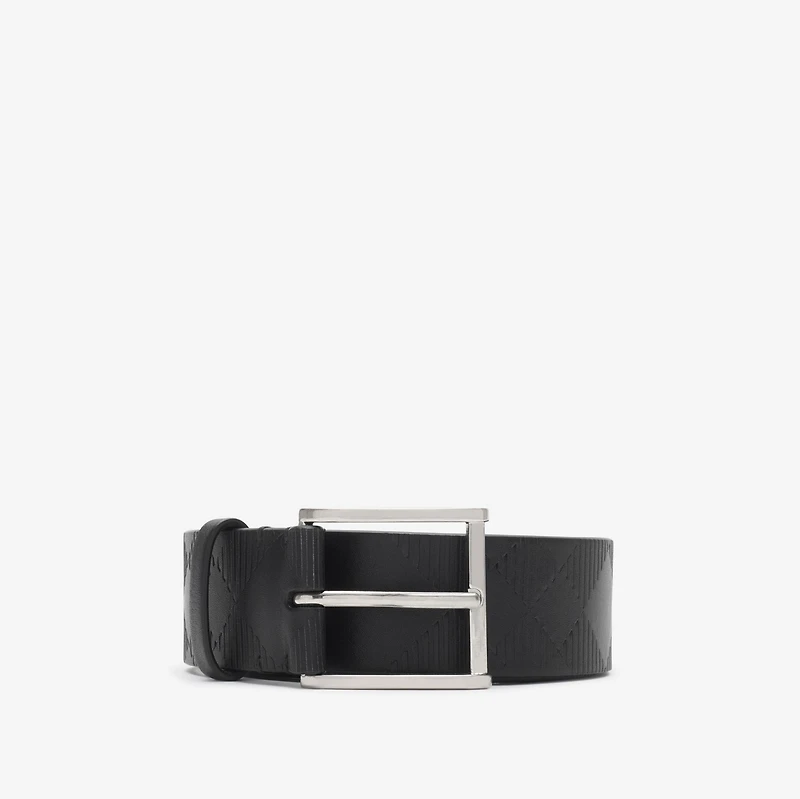 Check Leather Belt in Black - Men | Burberry® Official