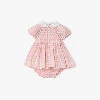 Check Cotton Dress with Bloomers in Ice pink - Children | Burberry® Official