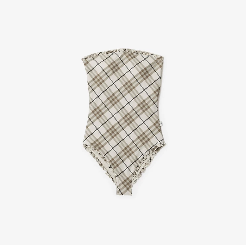 Check Swimsuit in Cotton - Women, Nylon | Burberry® Official