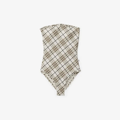 Check Swimsuit in Cotton - Women, Nylon | Burberry® Official