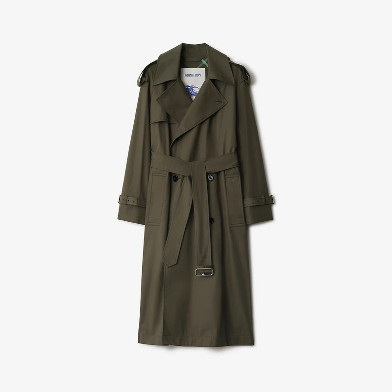 Long Gabardine Castleford Trench Coat in Otter - Women, Cotton Gabardine | Burberry® Official