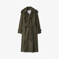 Long Gabardine Castleford Trench Coat in Otter - Women, Cotton Gabardine | Burberry® Official