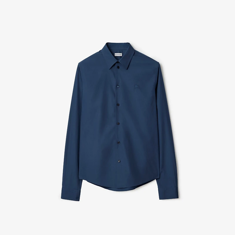 Regular Fit Cotton Poplin Shirt in Dark graphite blue - Men | Burberry® Official