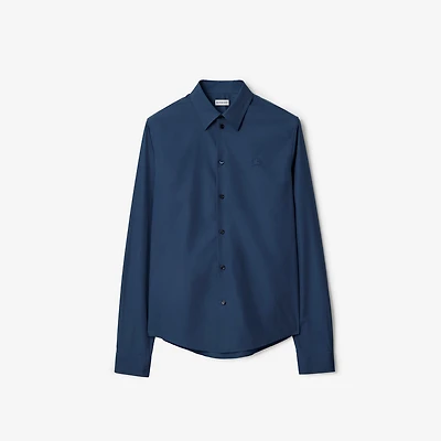 Regular Fit Cotton Poplin Shirt in Dark graphite blue - Men | Burberry® Official