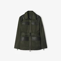 Leather Trim Nylon Blend Field Jacket in Shale - Women | Burberry® Official
