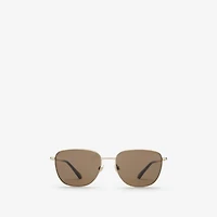 Metal Check Square Sunglasses in Light gold - Men | Burberry® Official