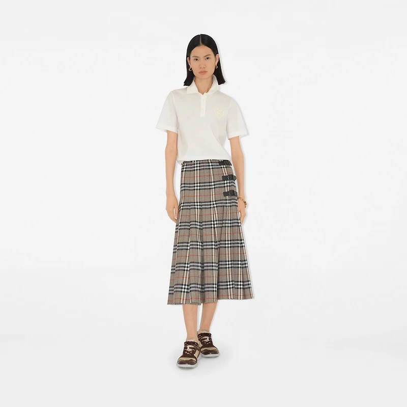 B Heart Cotton Polo Shirt in Chalk white - Women | Burberry® Official