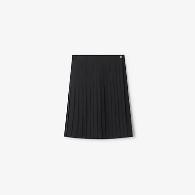 Pleated Wool Blend Midi Skirt in Black - Women | Burberry® Official