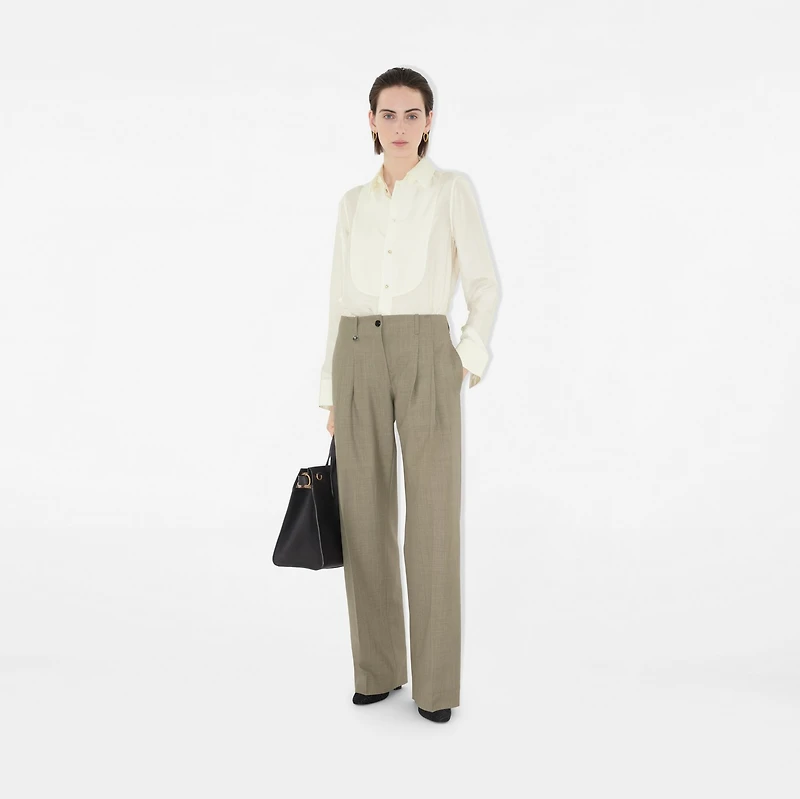 Wool Tailored Trousers in Olive drab - Women | Burberry® Official