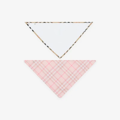 Check Cotton Two-piece Bib Set in Ice pink - Children | Burberry® Official