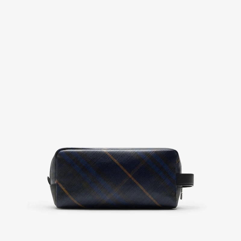 Check Travel Pouch in Midnight - Men, Cotton, Linen | Burberry® Official