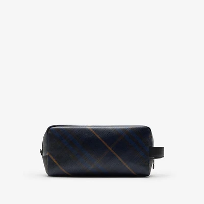 Check Travel Pouch in Midnight - Men, Cotton, Linen | Burberry® Official