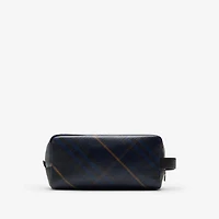 Check Travel Pouch in Midnight - Men, Cotton, Linen | Burberry® Official