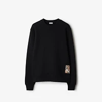 Check Label Cotton Sweatshirt in Black - Men | Burberry® Official