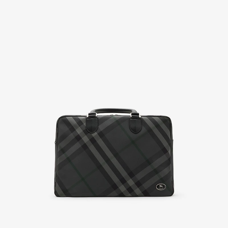 Grid Briefcase in Charcoal grey - Men | Burberry® Official