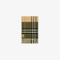 Contrast Check Cashmere Scarf in Pea green/sand | Burberry® Official