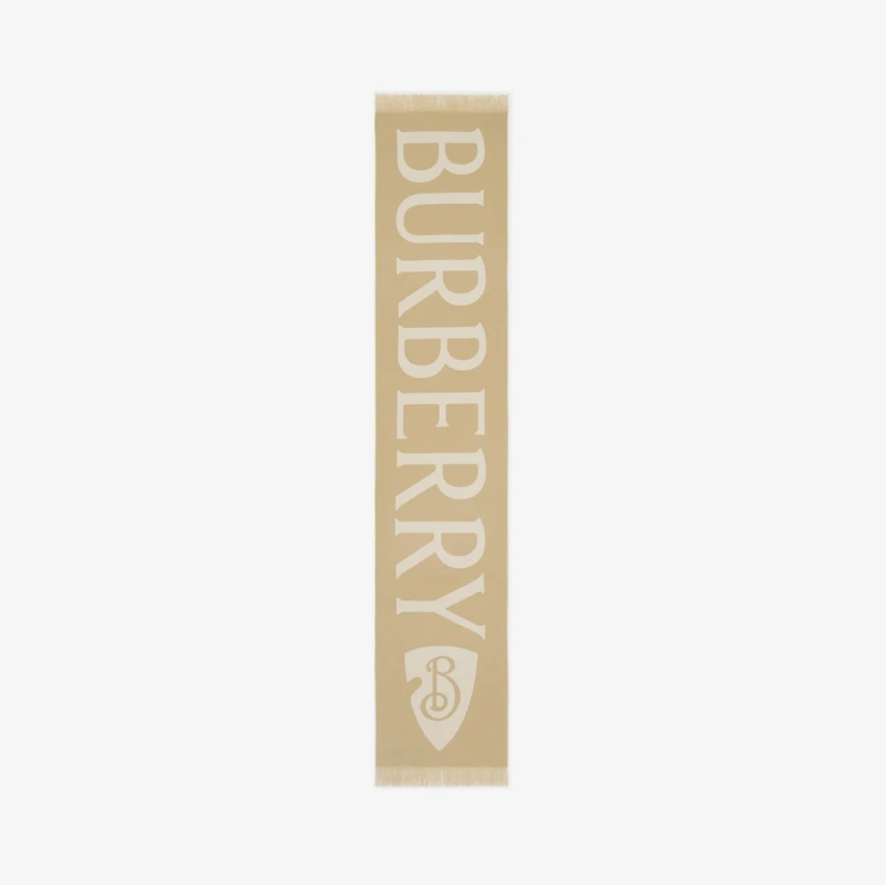 Logo Wool Scarf in Sand | Burberry® Official