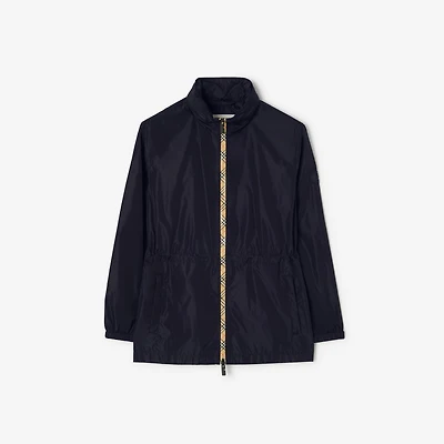 Short Checker-tape Nylon Parka in Navy - Women | Burberry® Official