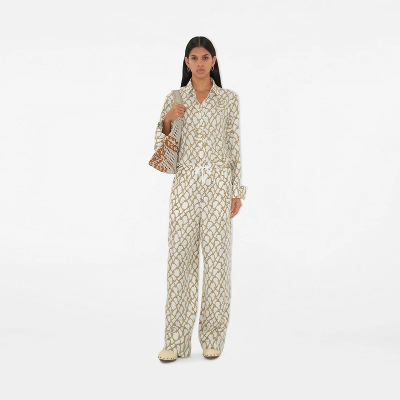 Knot Silk Shirt in Thatch - Women | Burberry® Official
