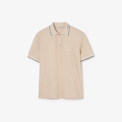 Logo Collar Cotton Polo Shirt in Calico beige - Men | Burberry® Official