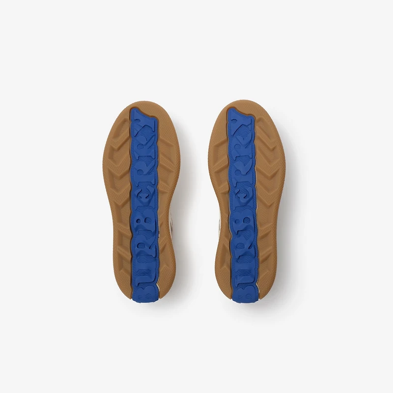 Leather, Suede and Check Terrace Sneakers in Dove beige/grey/sand - Women | Burberry® Official