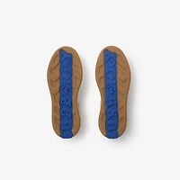 Leather, Suede and Check Terrace Sneakers in Dove beige/grey/sand - Women | Burberry® Official