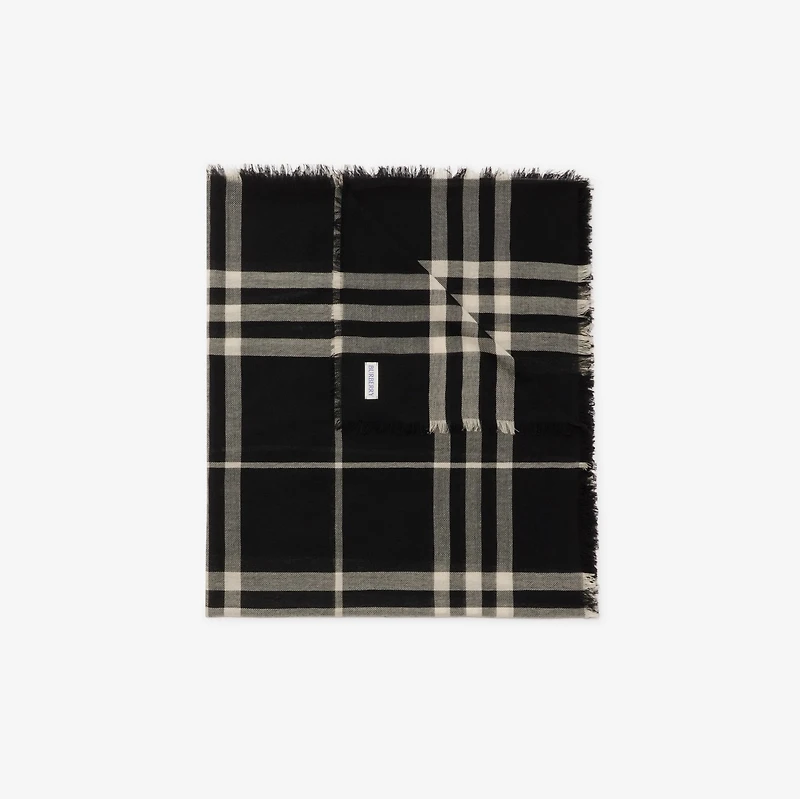 Wide Check Wool Scarf in Black/calico | Burberry® Official
