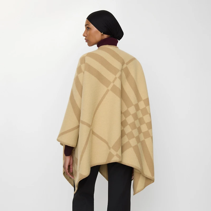 Check Wool Cashmere Cape in Sand beige | Burberry® Official