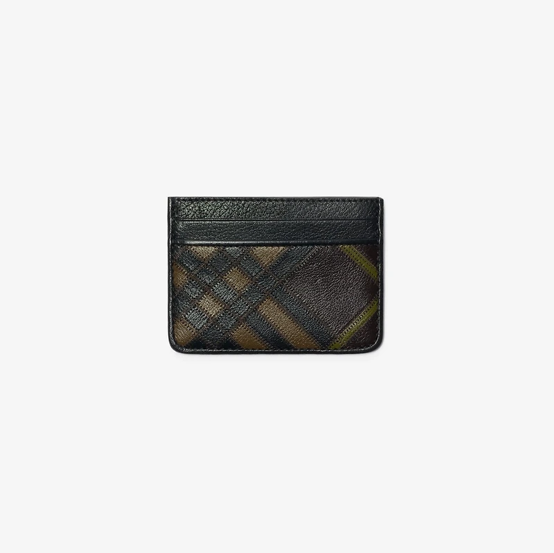 Check Intarsia Card Case in Peat brown - Men | Burberry® Official