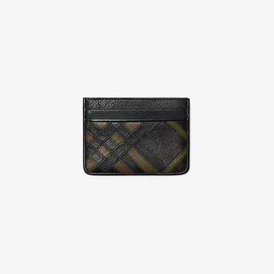 Check Intarsia Card Case in Peat brown - Men | Burberry® Official