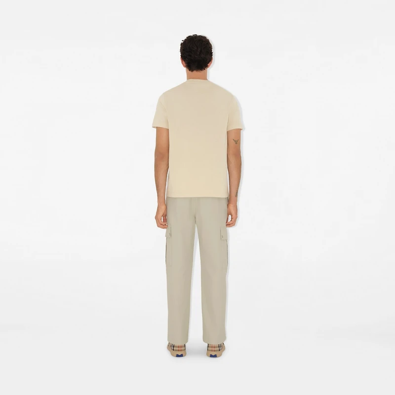 Check Label Cotton T-shirt in Nutmeg - Men | Burberry® Official