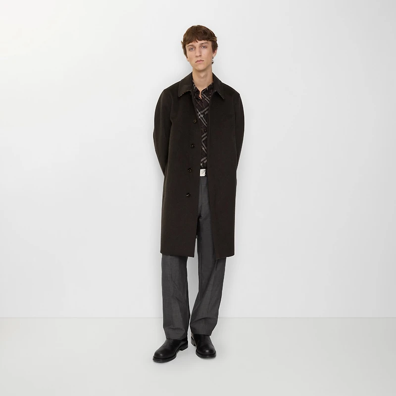 Mid-length Cashmere Car Coat in Cog brown melange - Men | Burberry® Official