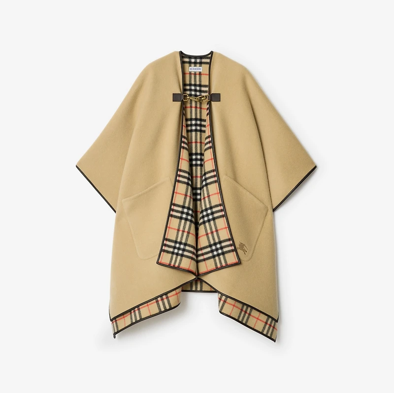 Check Cashmere Cape in Sand beige | Burberry® Official