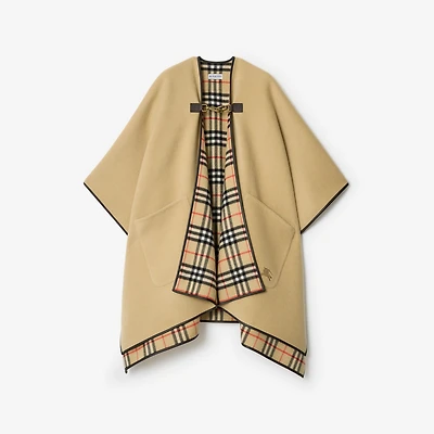 Check Cashmere Cape in Sand beige | Burberry® Official