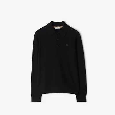 Long-sleeve Cashmere Blend Polo Shirt in Black - Men | Burberry® Official
