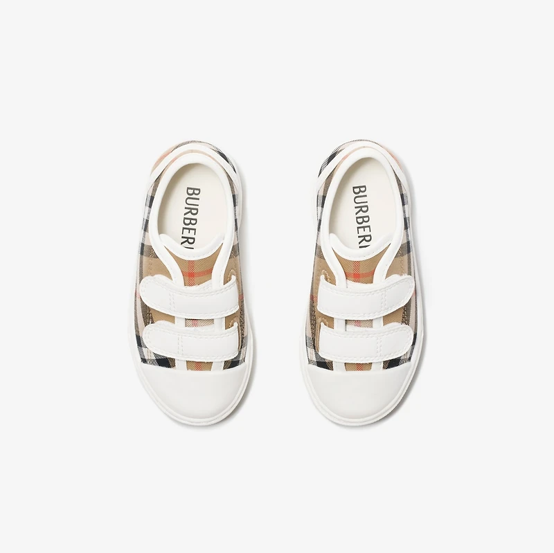 Check Cotton Sneakers in Sand beige