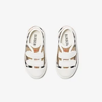 Check Cotton Sneakers in Sand beige
