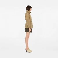 Short Checker-tape Nylon Parka in Flax - Women | Burberry® Official