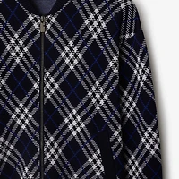 Check Wool Blend Bomber Jacket in Ink blue - Men | Burberry® Official