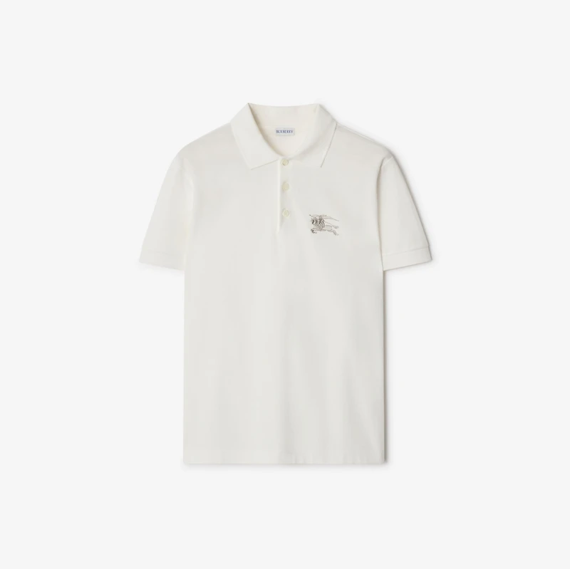 Metallic EKD Cotton Polo Shirt in Chalk white - Men | Burberry® Official