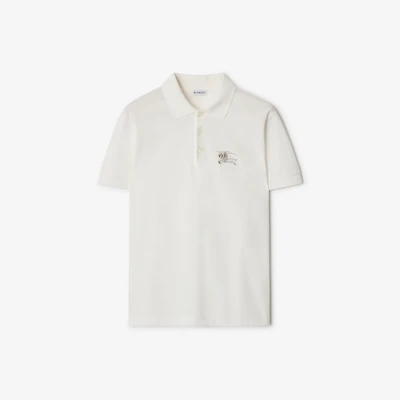 Metallic EKD Cotton Polo Shirt in Chalk white - Men | Burberry® Official