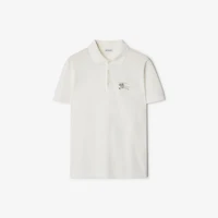 Metallic EKD Cotton Polo Shirt in Chalk white - Men | Burberry® Official